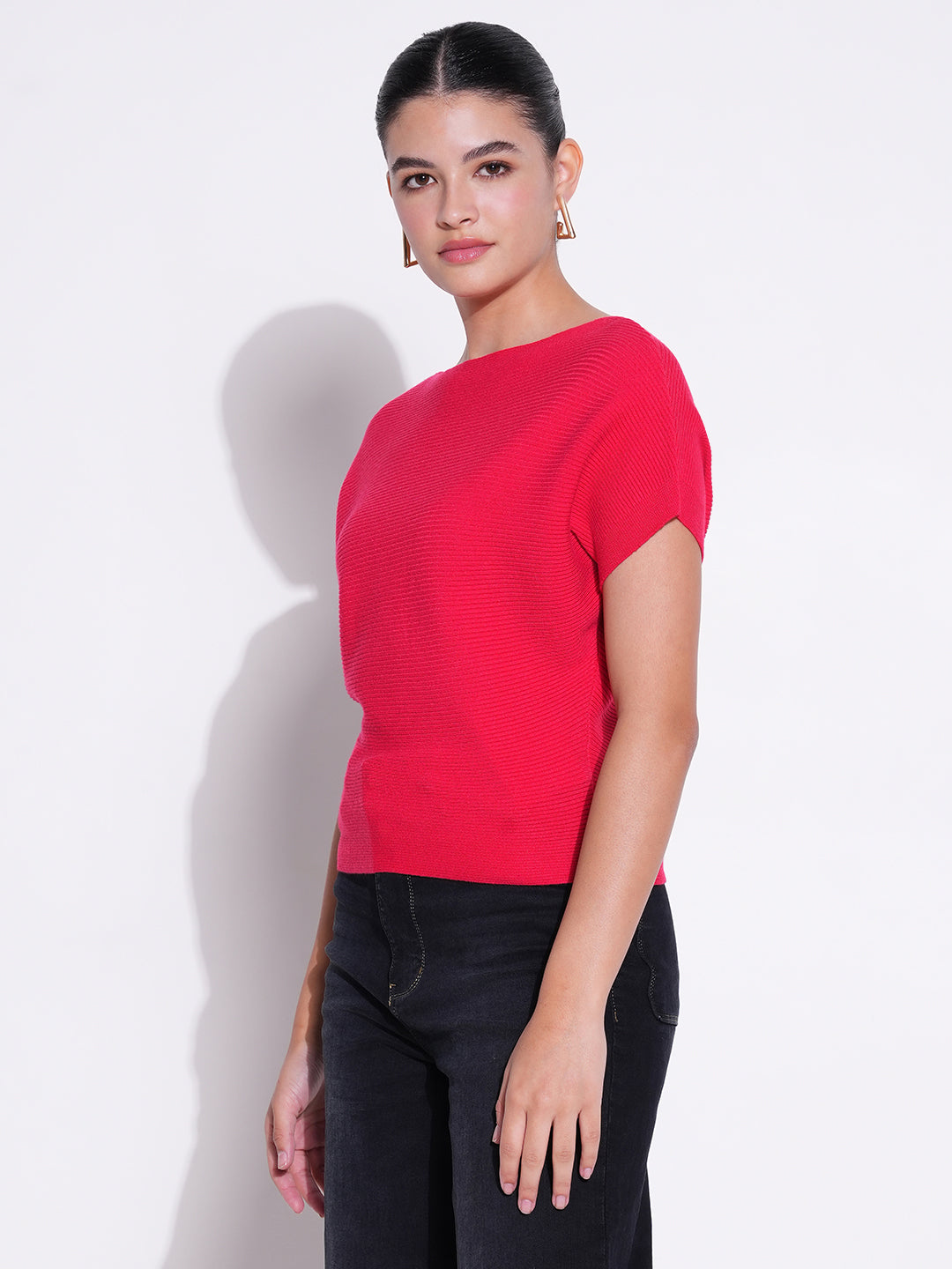 Women Red Solid Crop Top