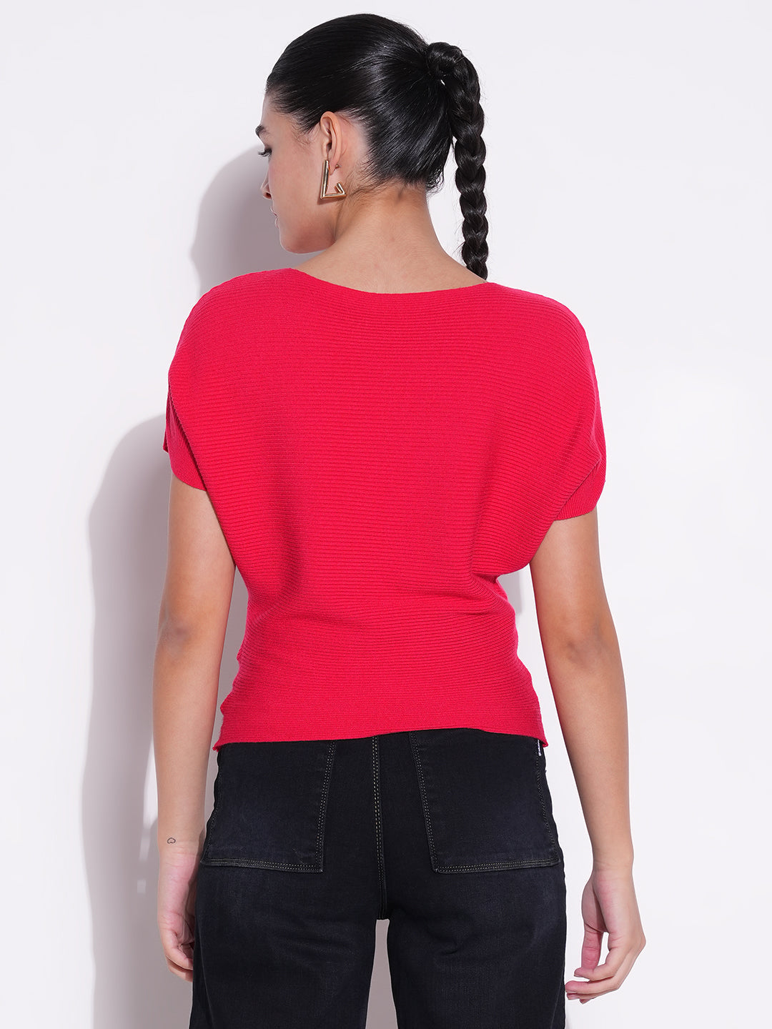 Women Red Solid Crop Top