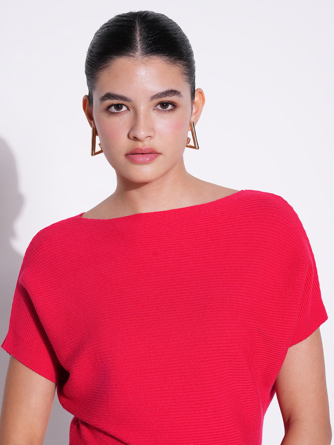 Women Red Solid Crop Top