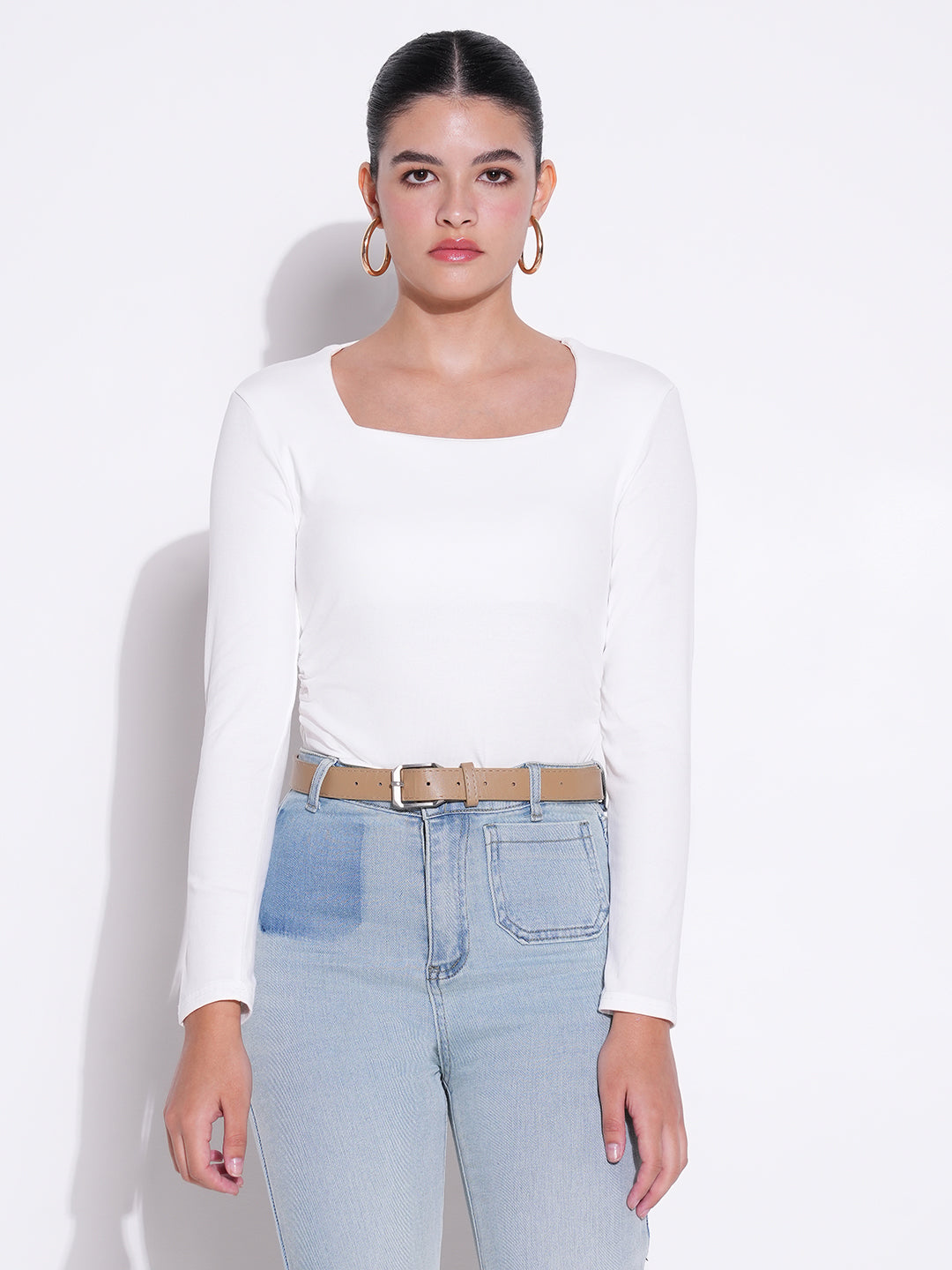 Women Solid White Crop Top