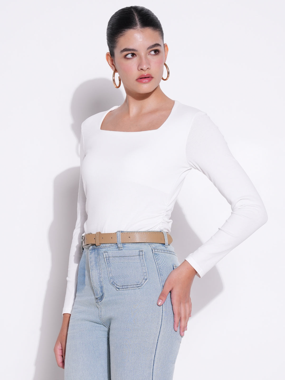 Women Solid White Crop Top