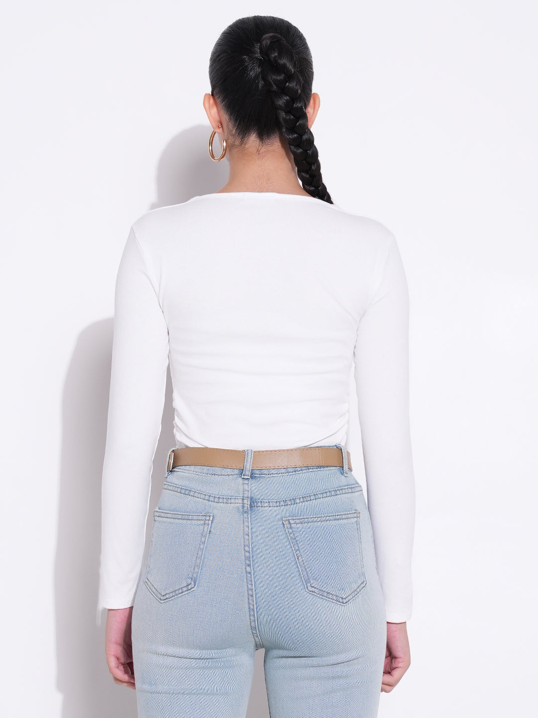 Women Solid White Crop Top