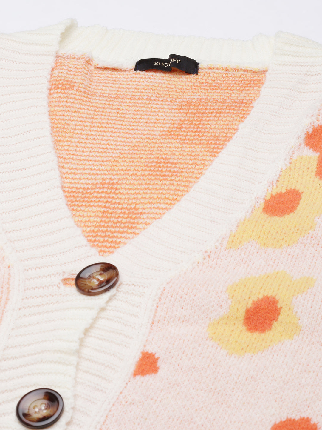 Women Peach Printed Cardigan