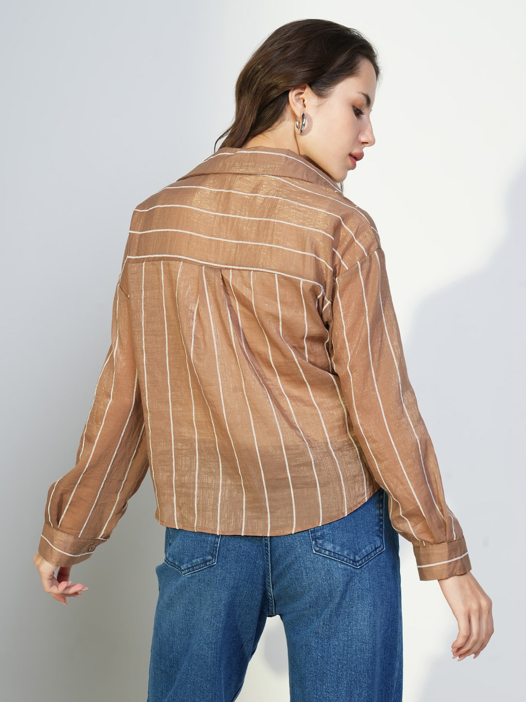 Women Brown Solid Top with Tank Top and Chain