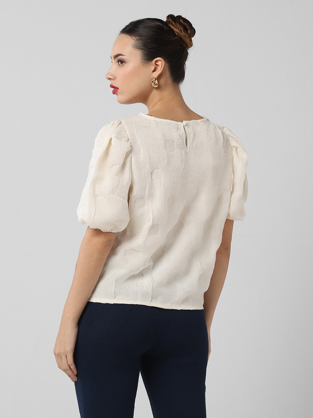 Women Cream Solid Top