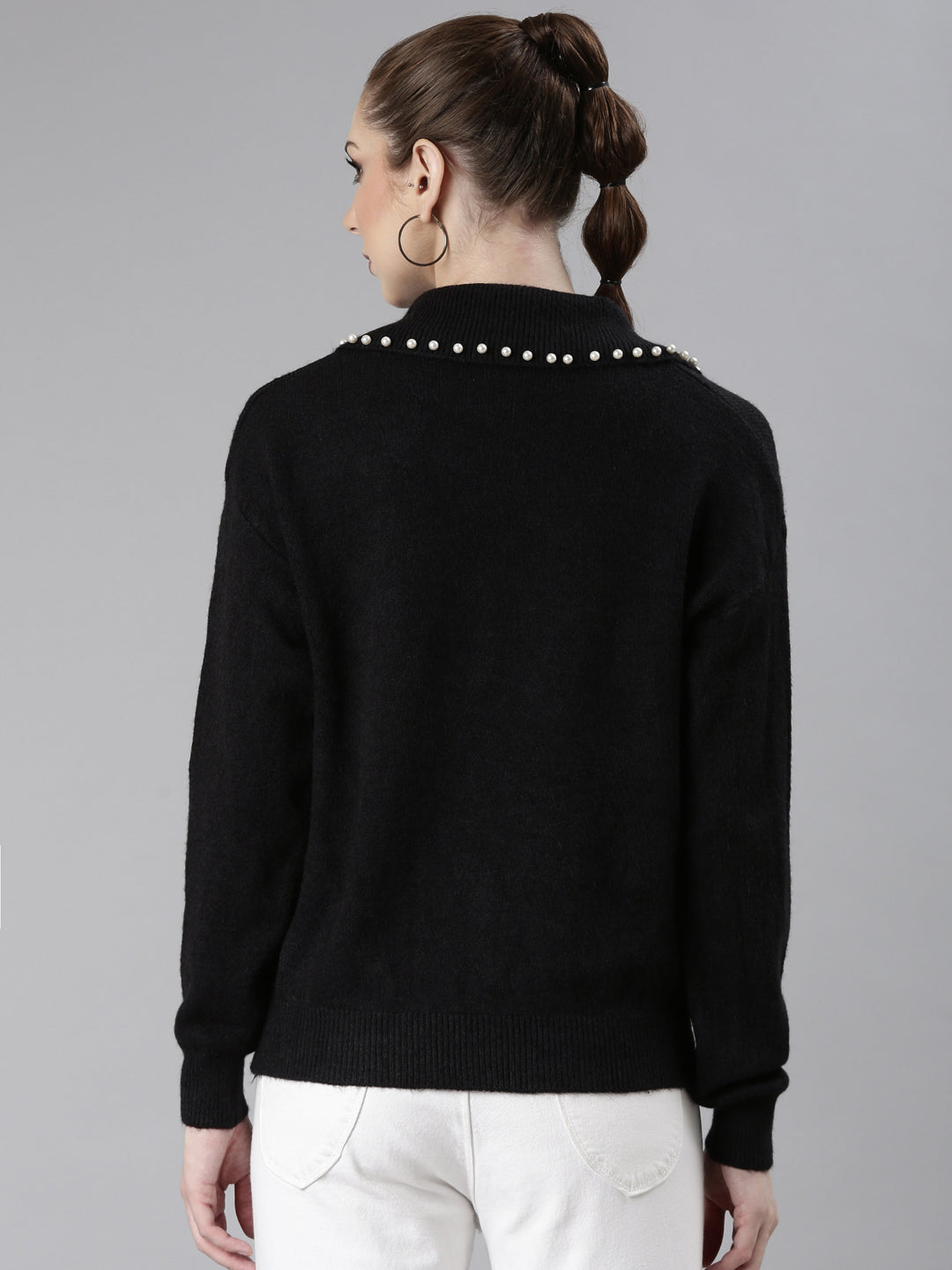 Women Black Solid Regular Top