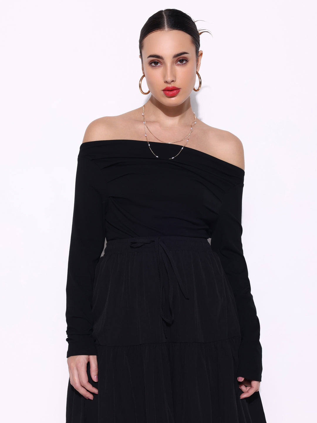 Women Solid Black Top