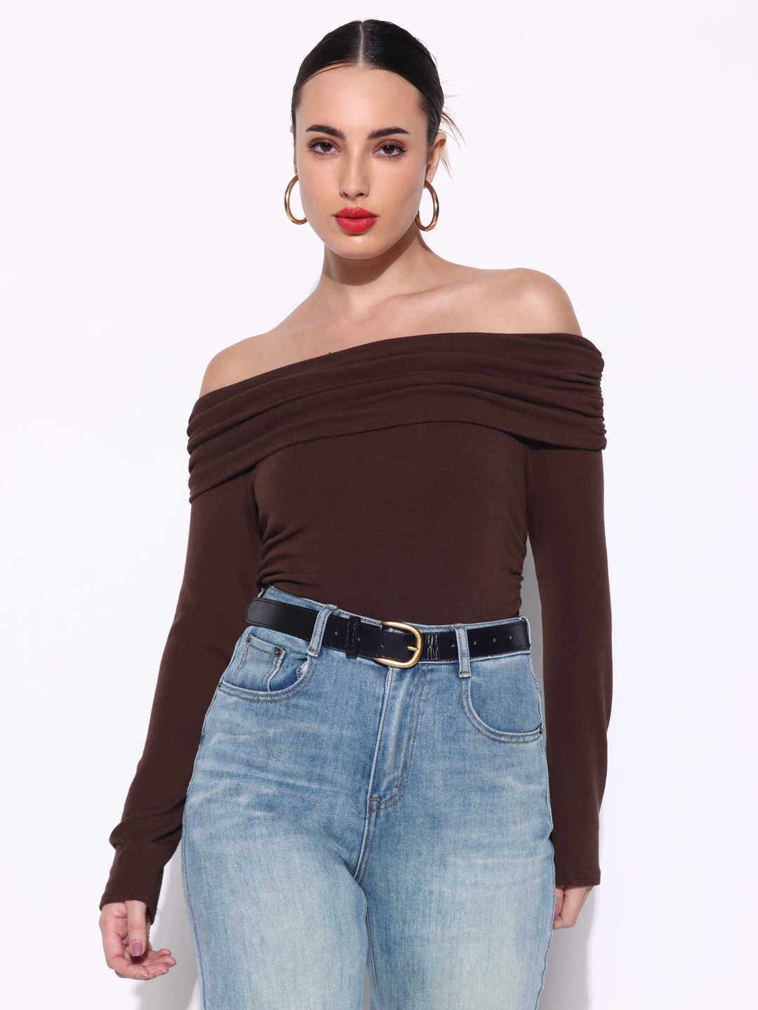 Women Solid Brown Top