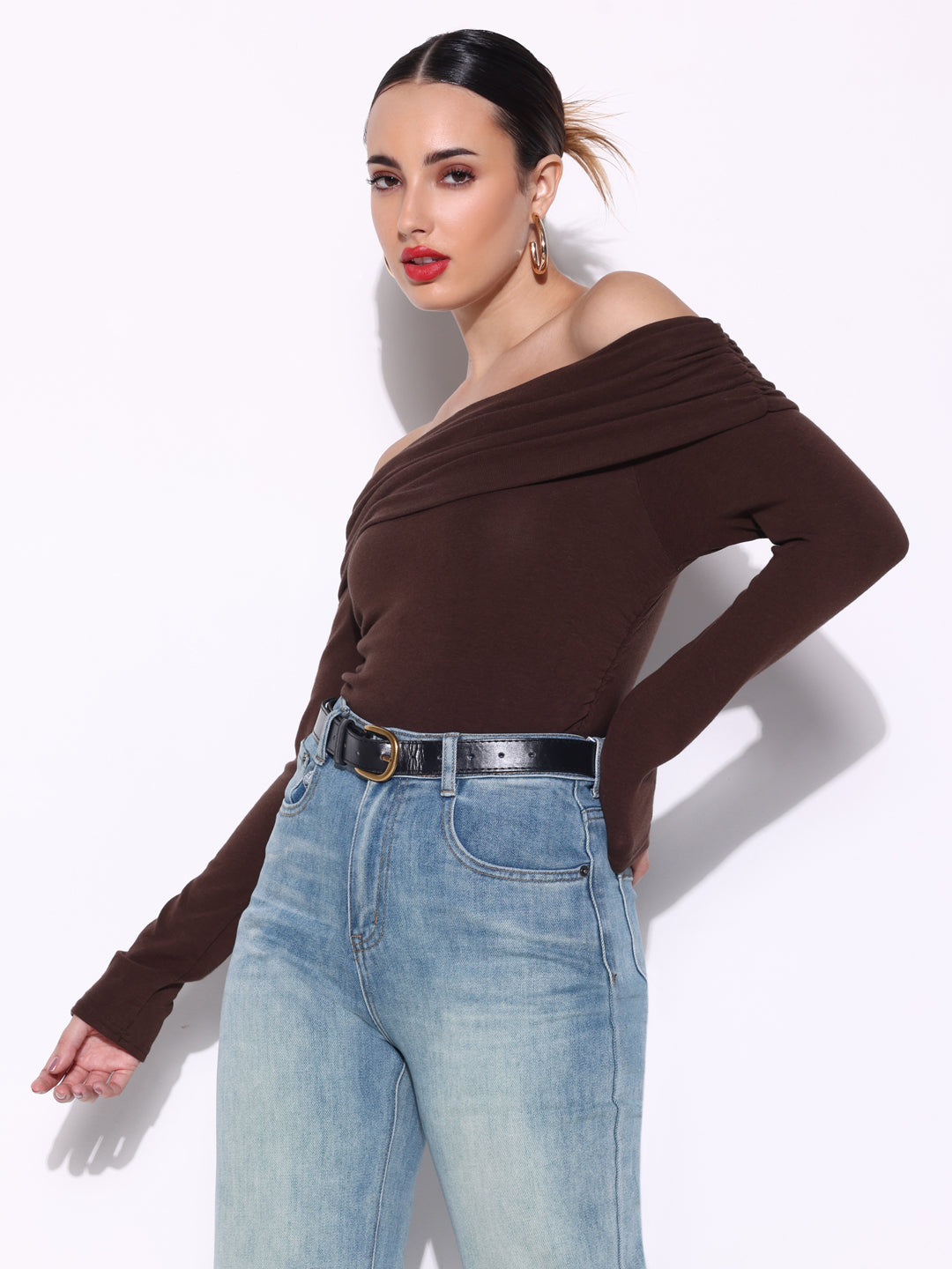 Women Solid Brown Top