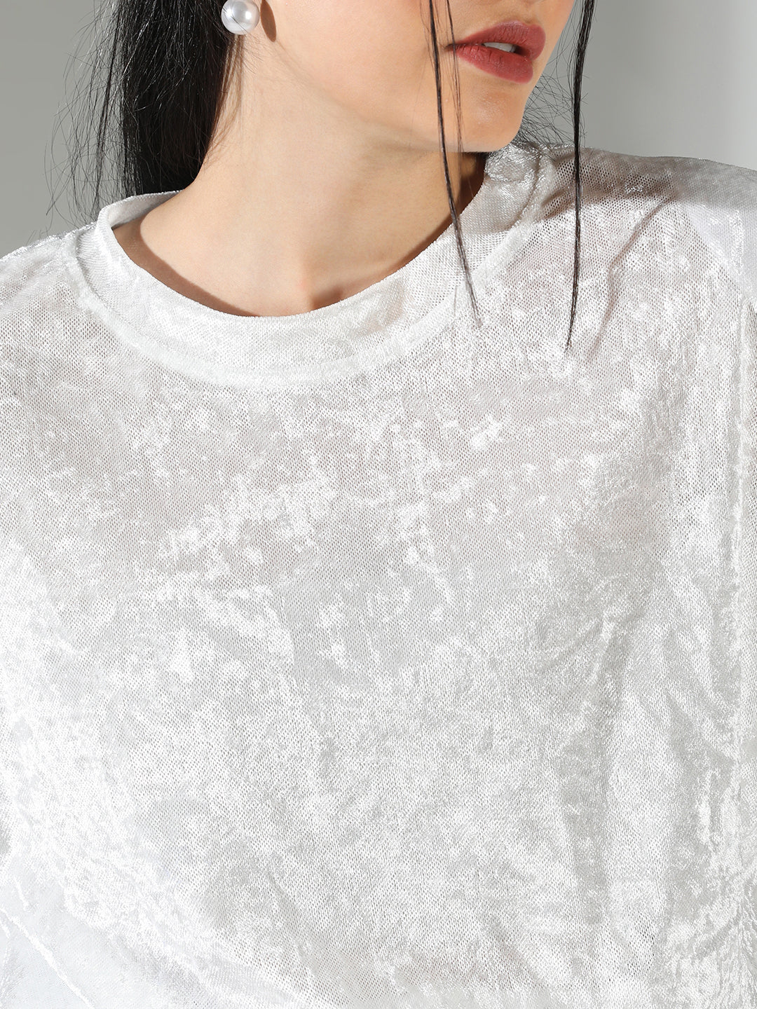 Women White Solid Boxy Top