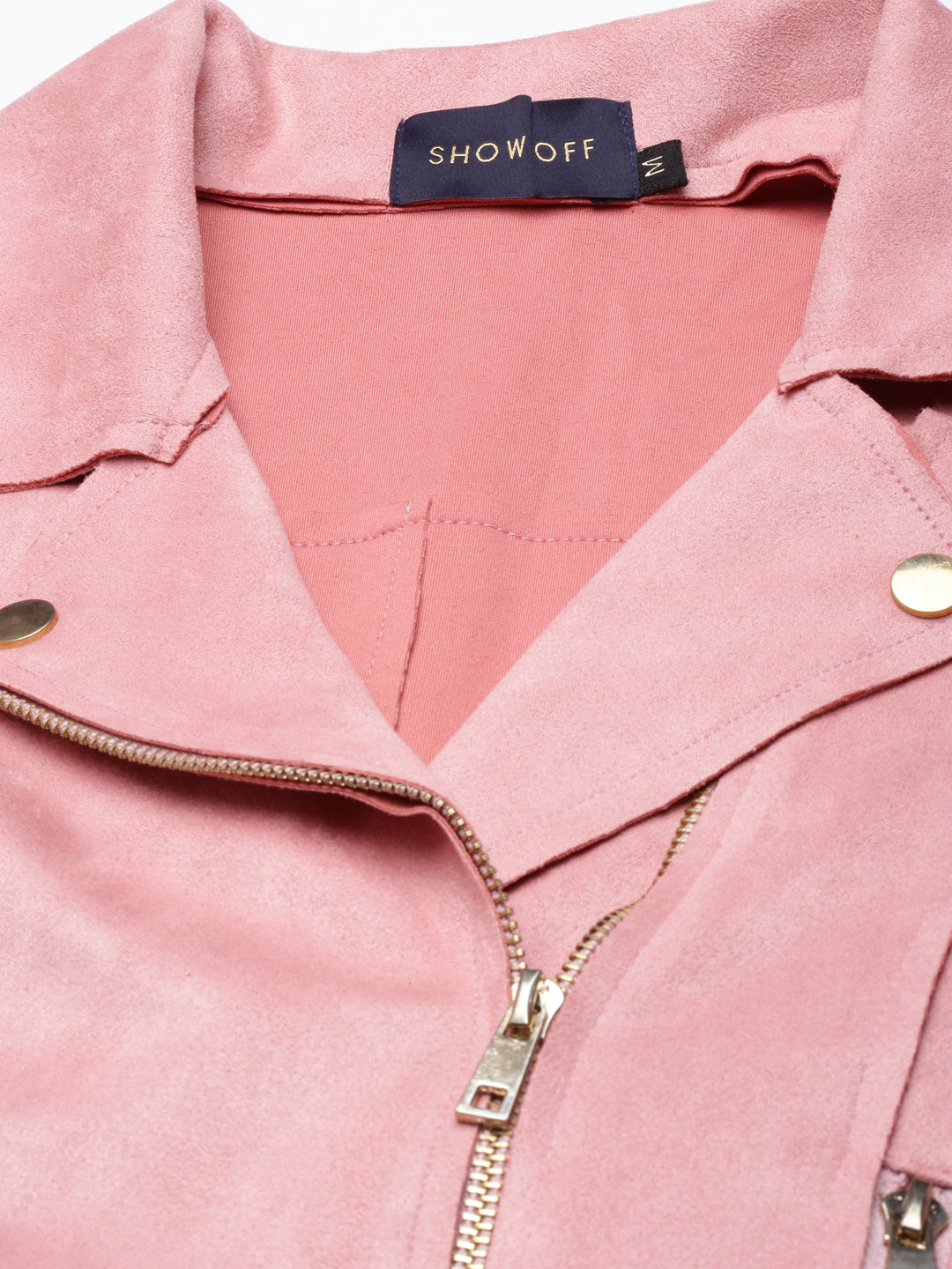 Women Pink Solid Tailored Jacket