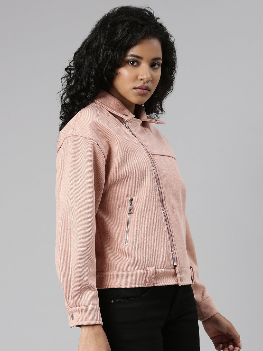 Women Peach Solid Tailored Jacket