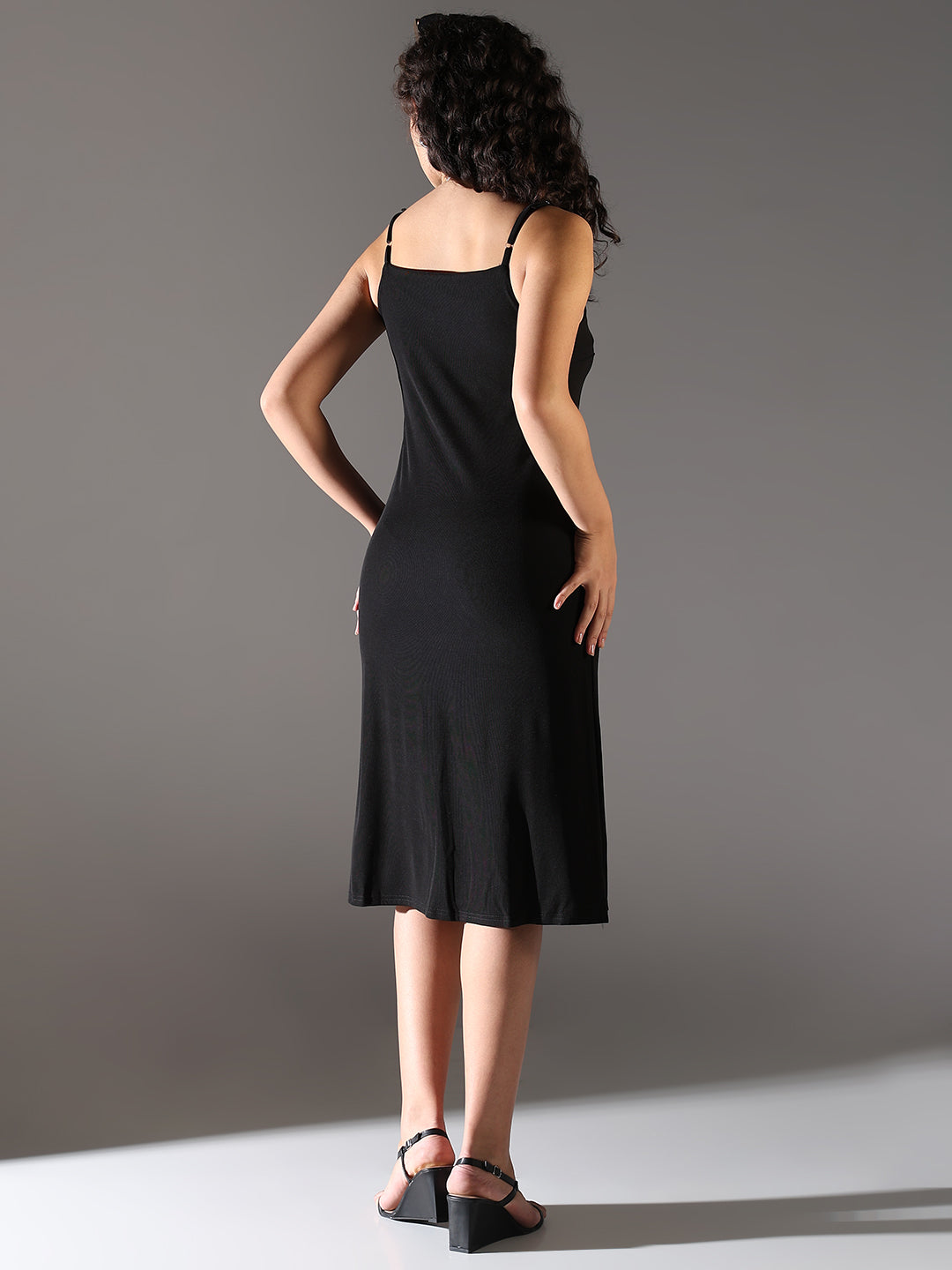 Women Black Solid A Line Dress