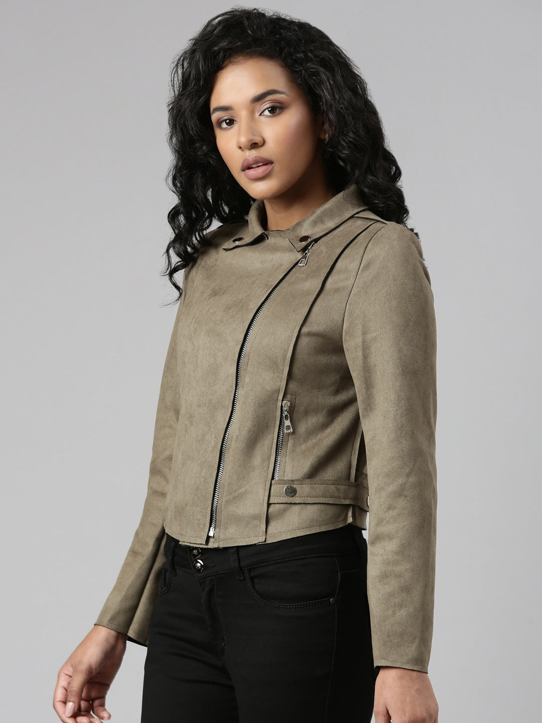 Women Olive Solid Tailored Jacket