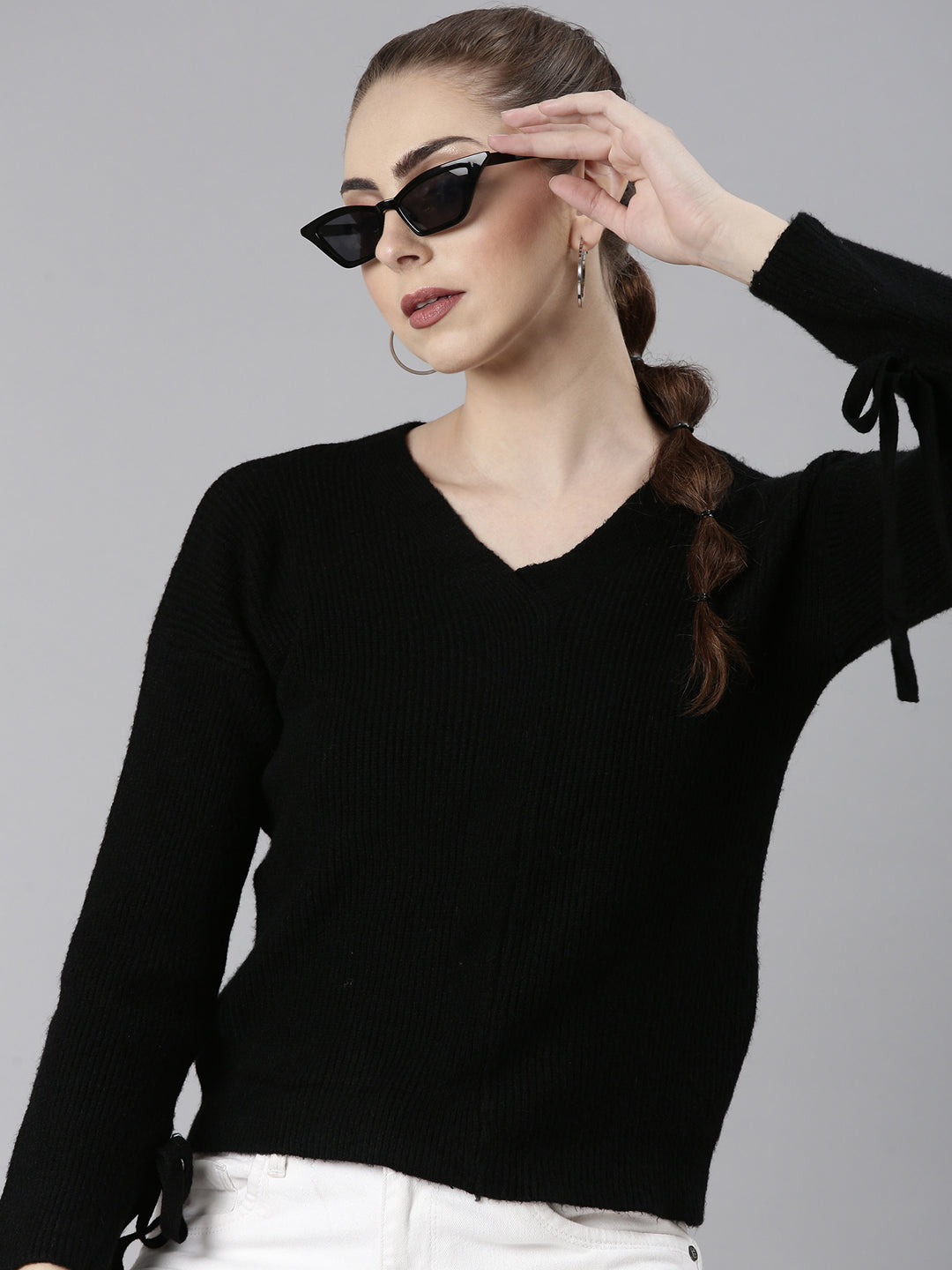 Women Black Solid Regular Top