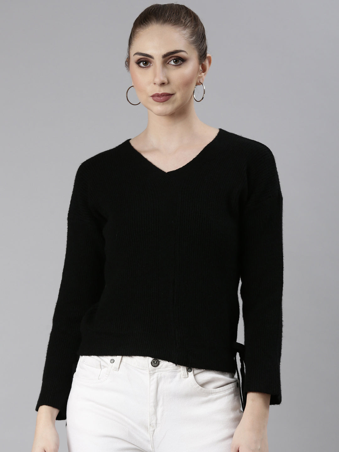 Women Black Solid Regular Top