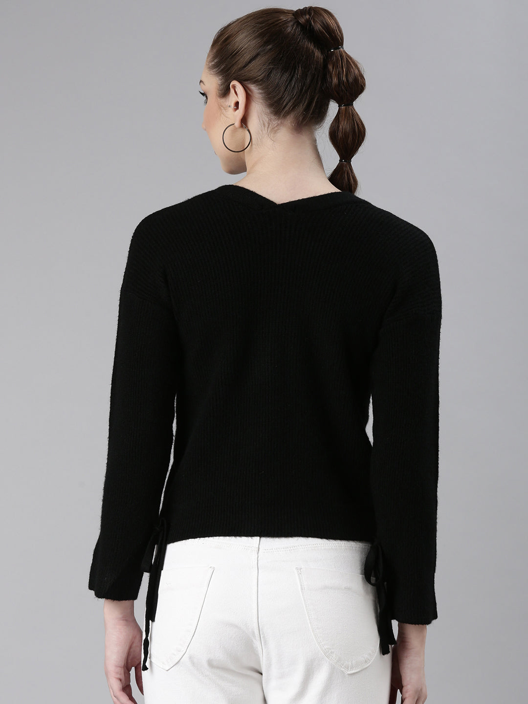 Women Black Solid Regular Top