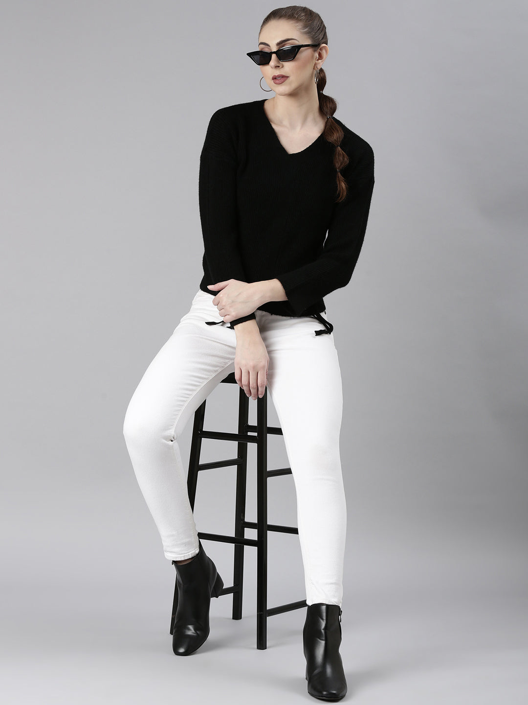 Women Black Solid Regular Top