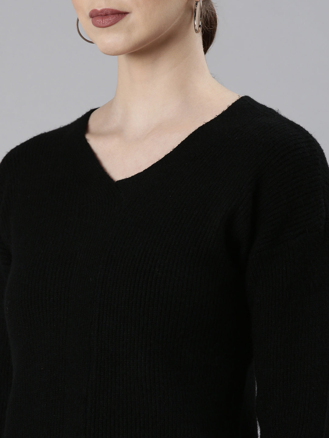 Women Black Solid Regular Top