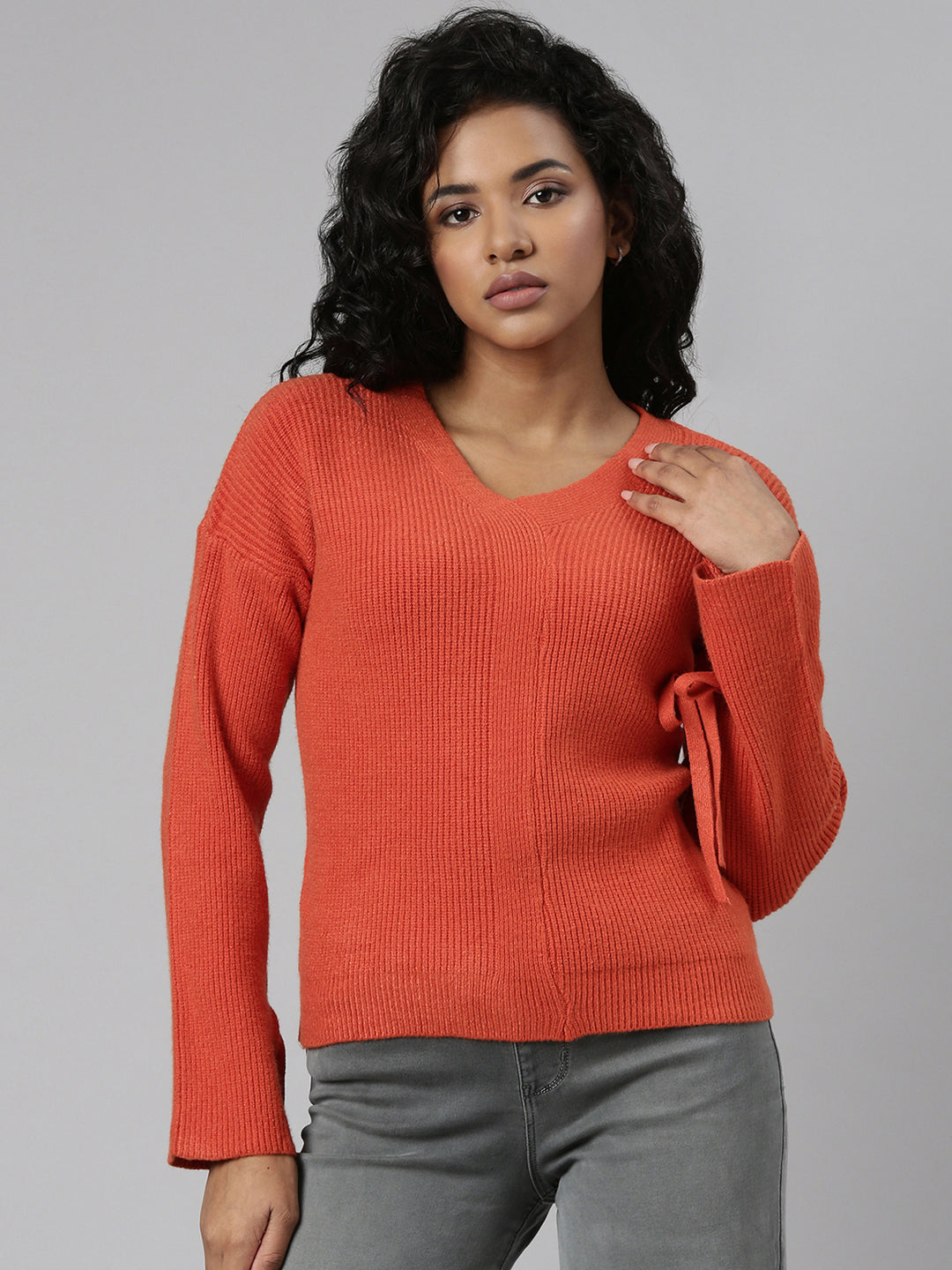 Women Orange Solid Regular Top