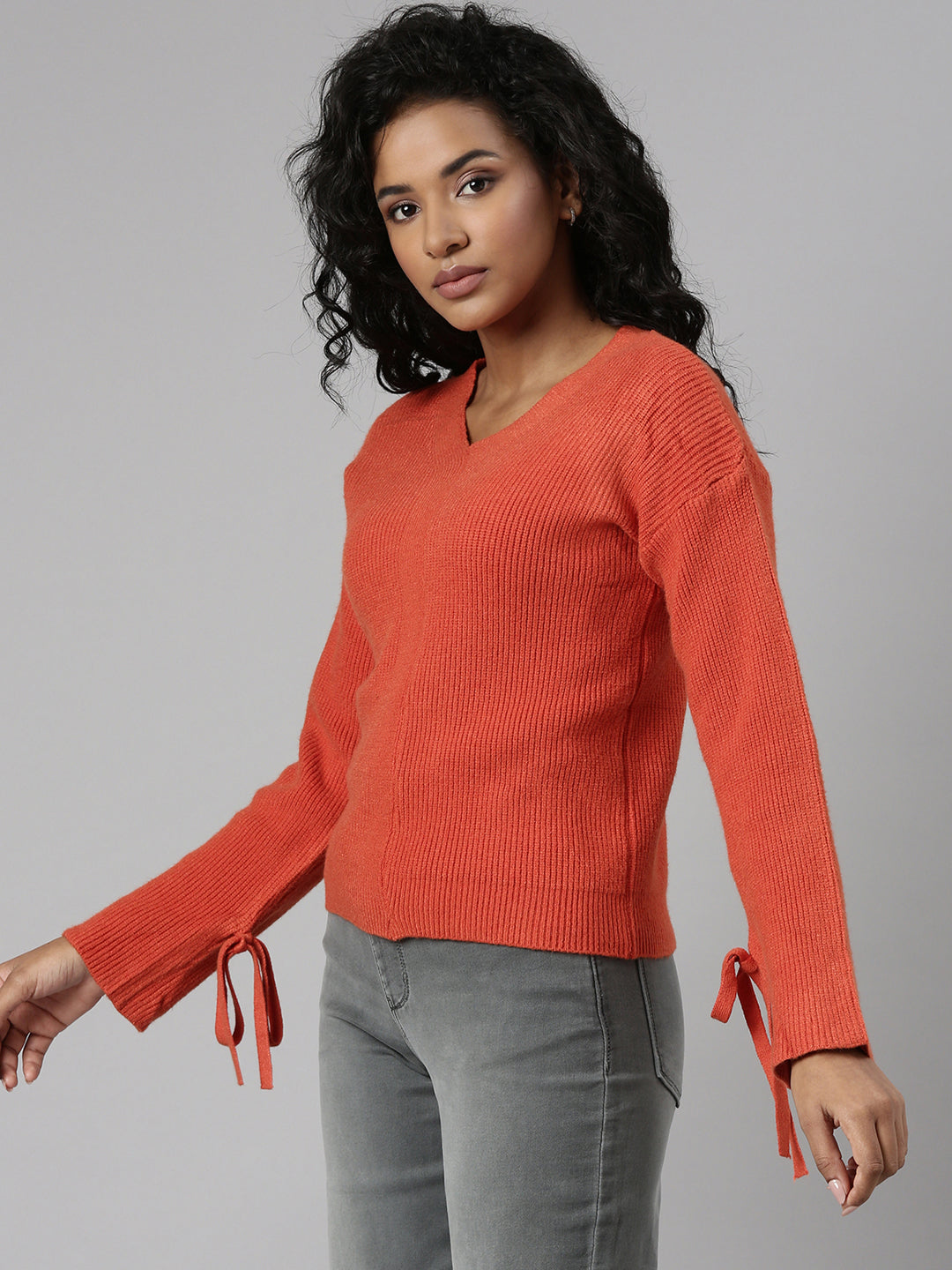 Women Orange Solid Regular Top