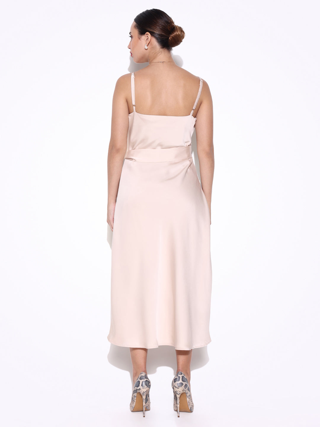 Women Solid Cream A Line Dress