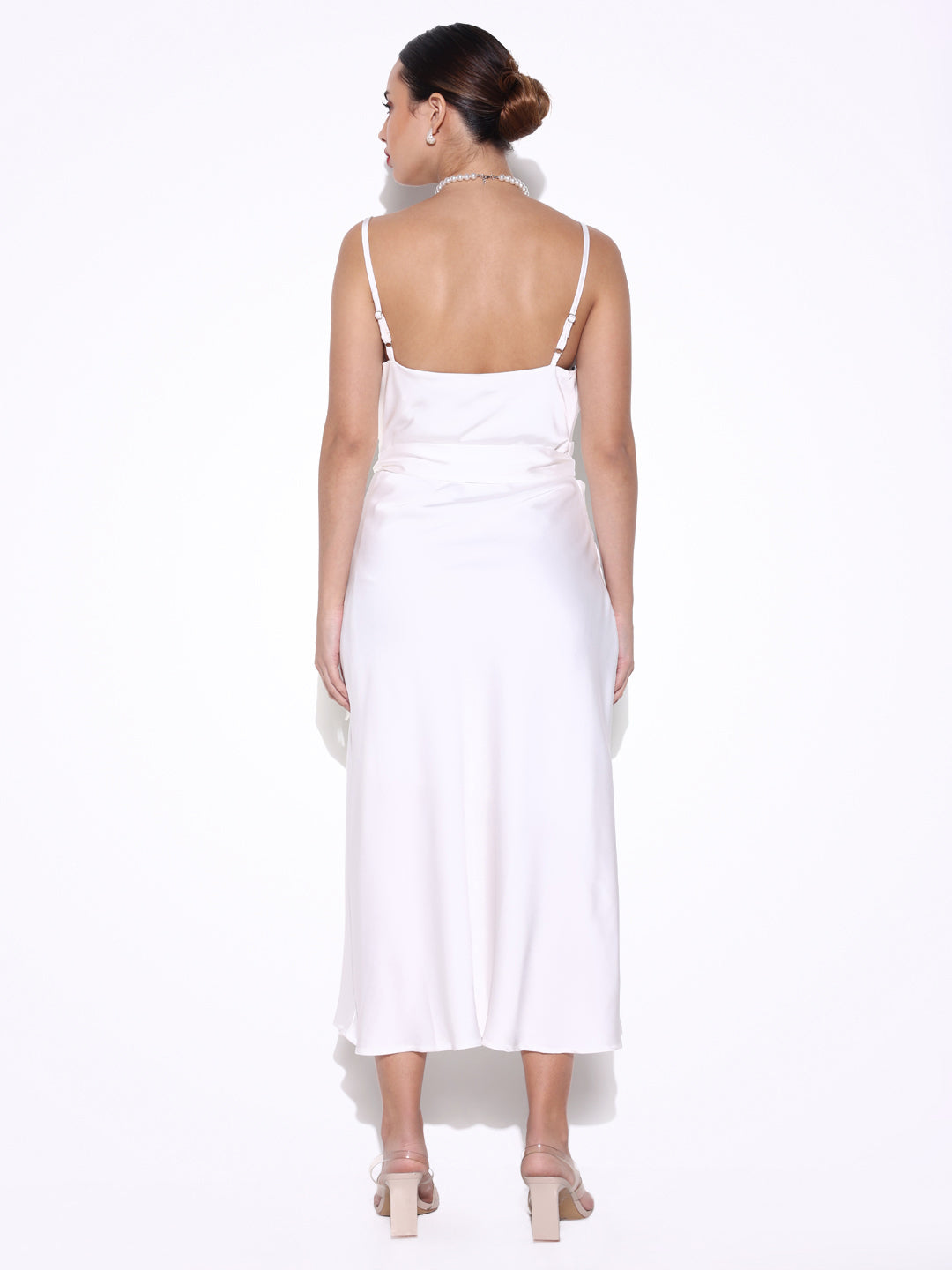 Women Solid White A Line Dress