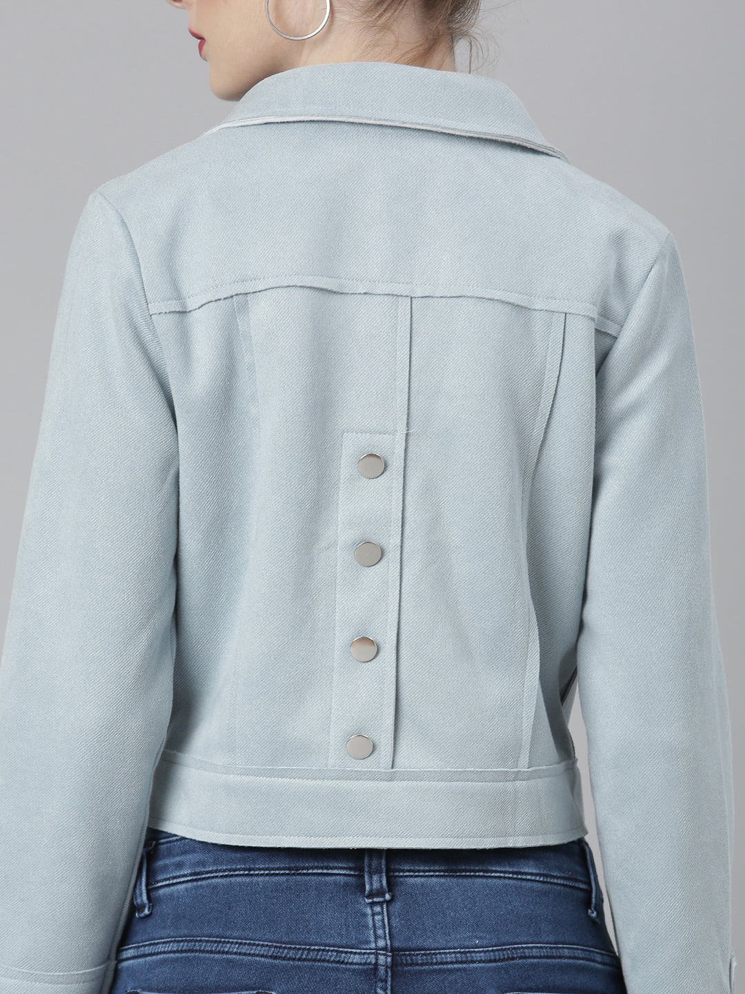 Women Blue Solid Tailored Jacket