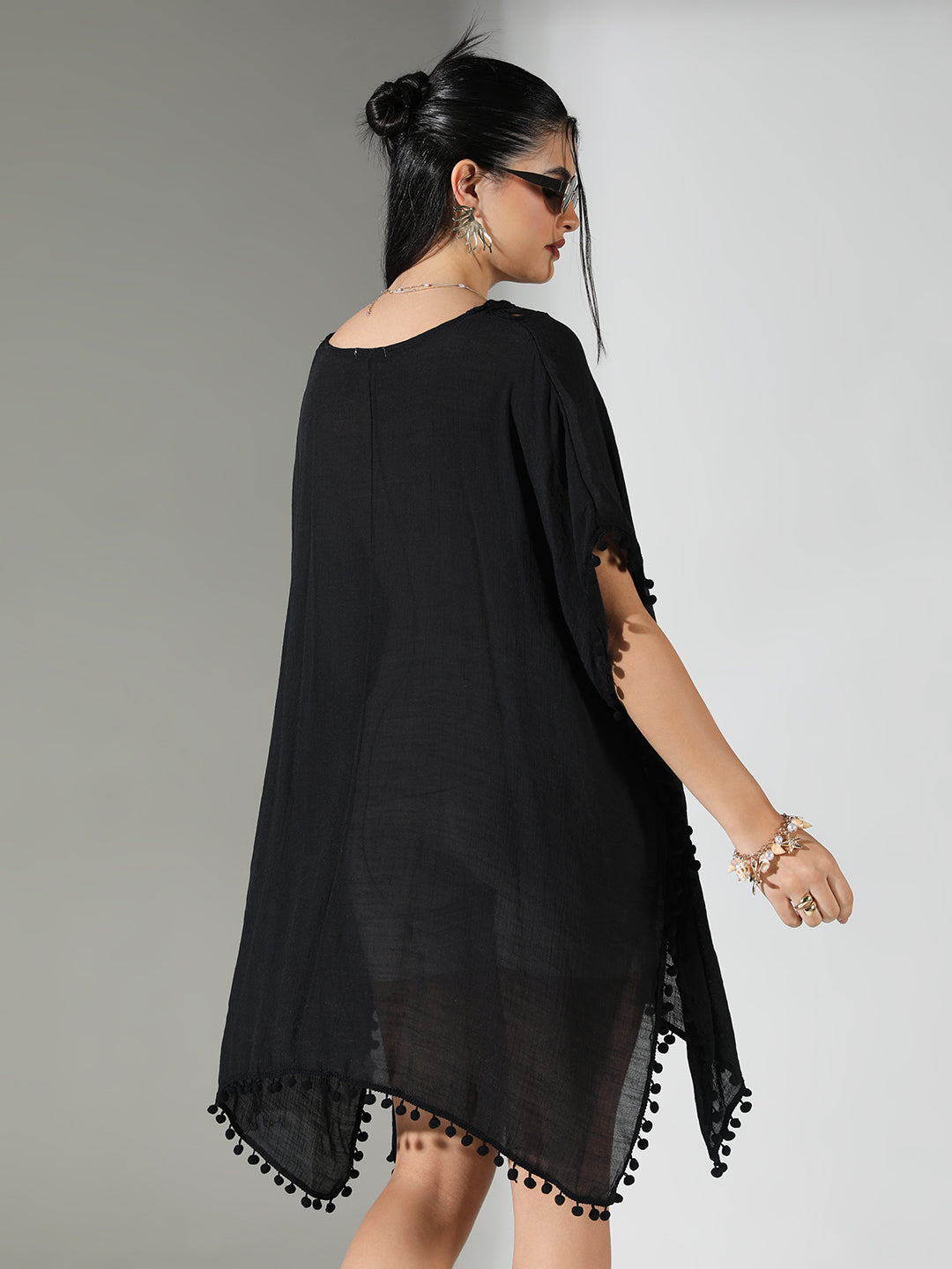 Women Black Solid Kaftan Dress