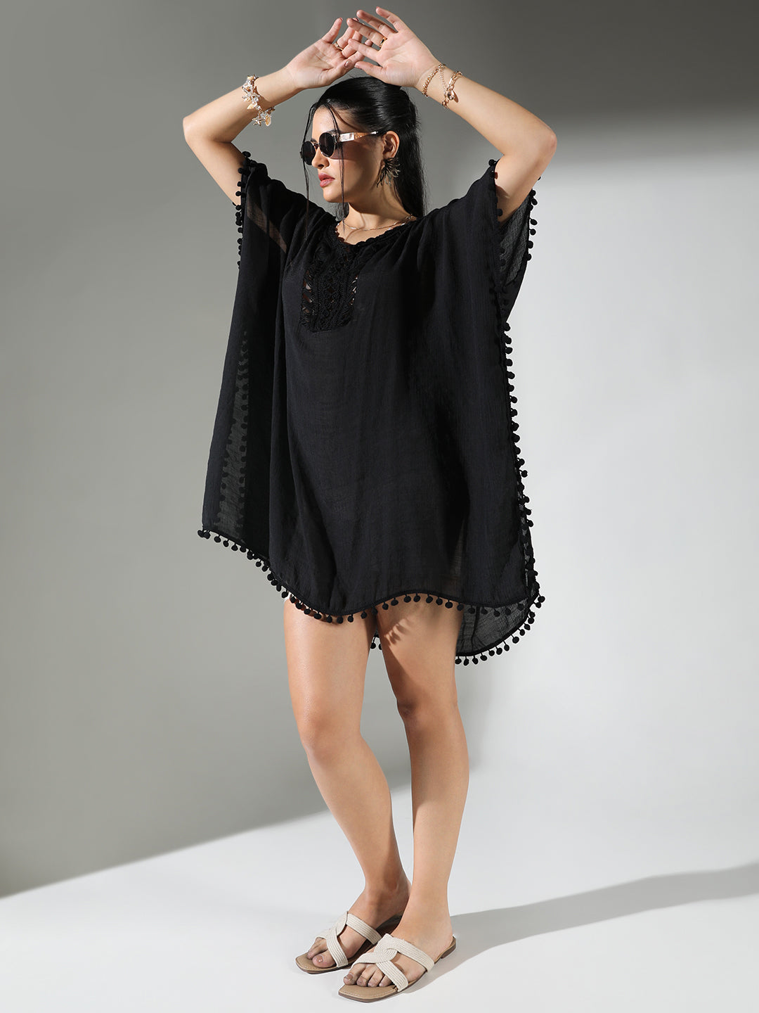 Women Black Solid Kaftan Dress