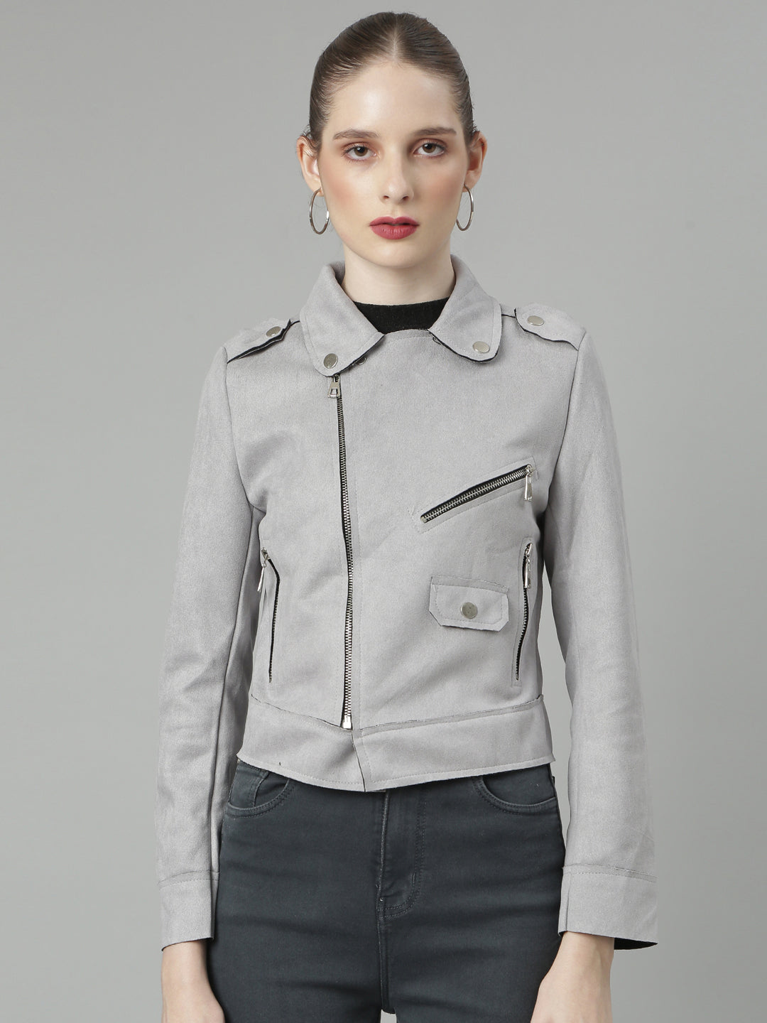 Grey tailored jacket women's hot sale