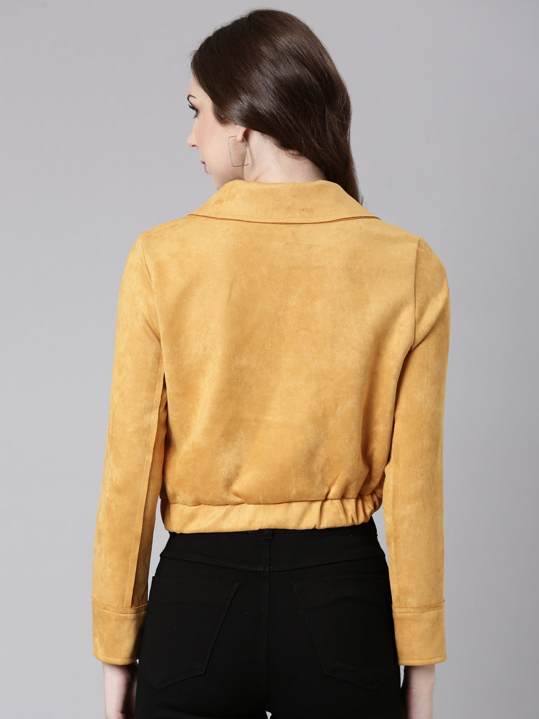 Women Mustard Solid Tailored Jacket
