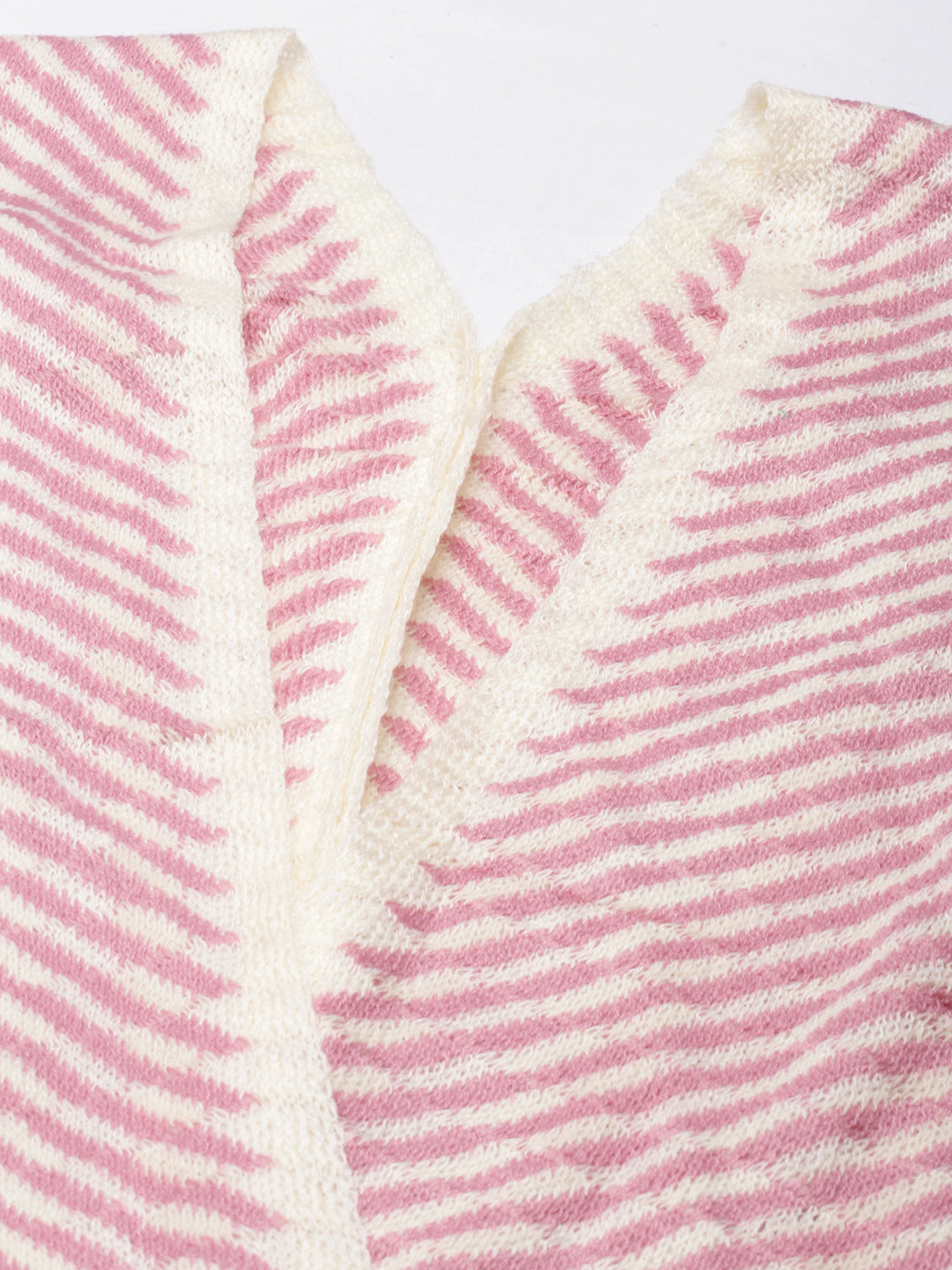 Women Pink Striped Poncho