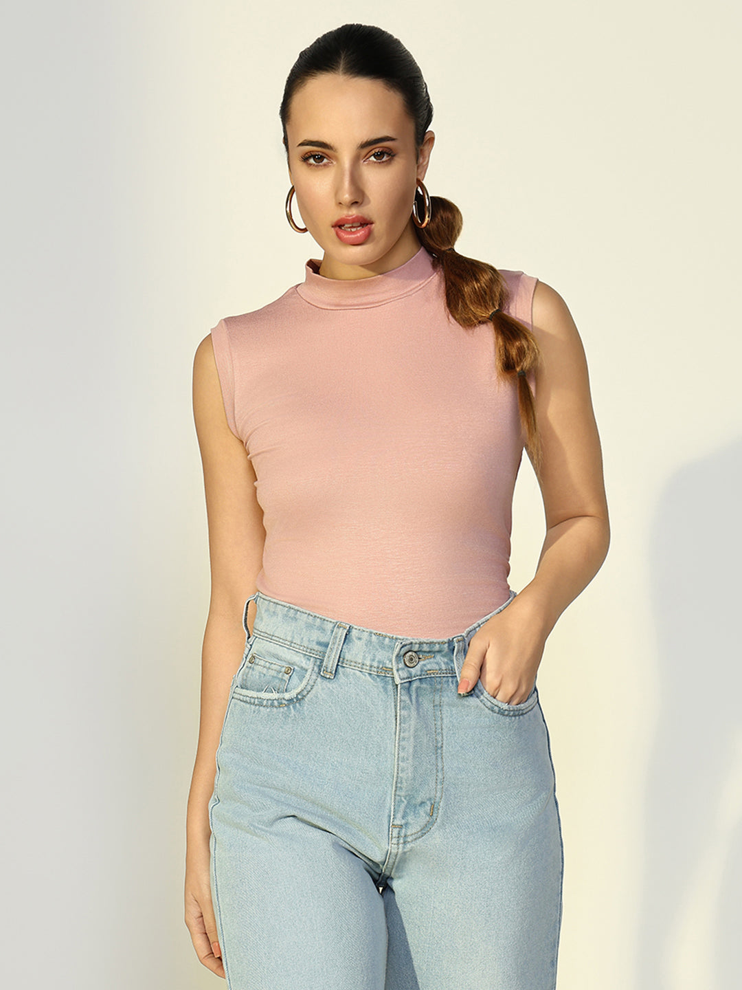 Women Solid Pink Top