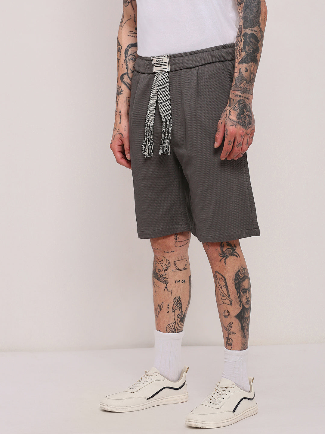 Men Grey Solid Shorts