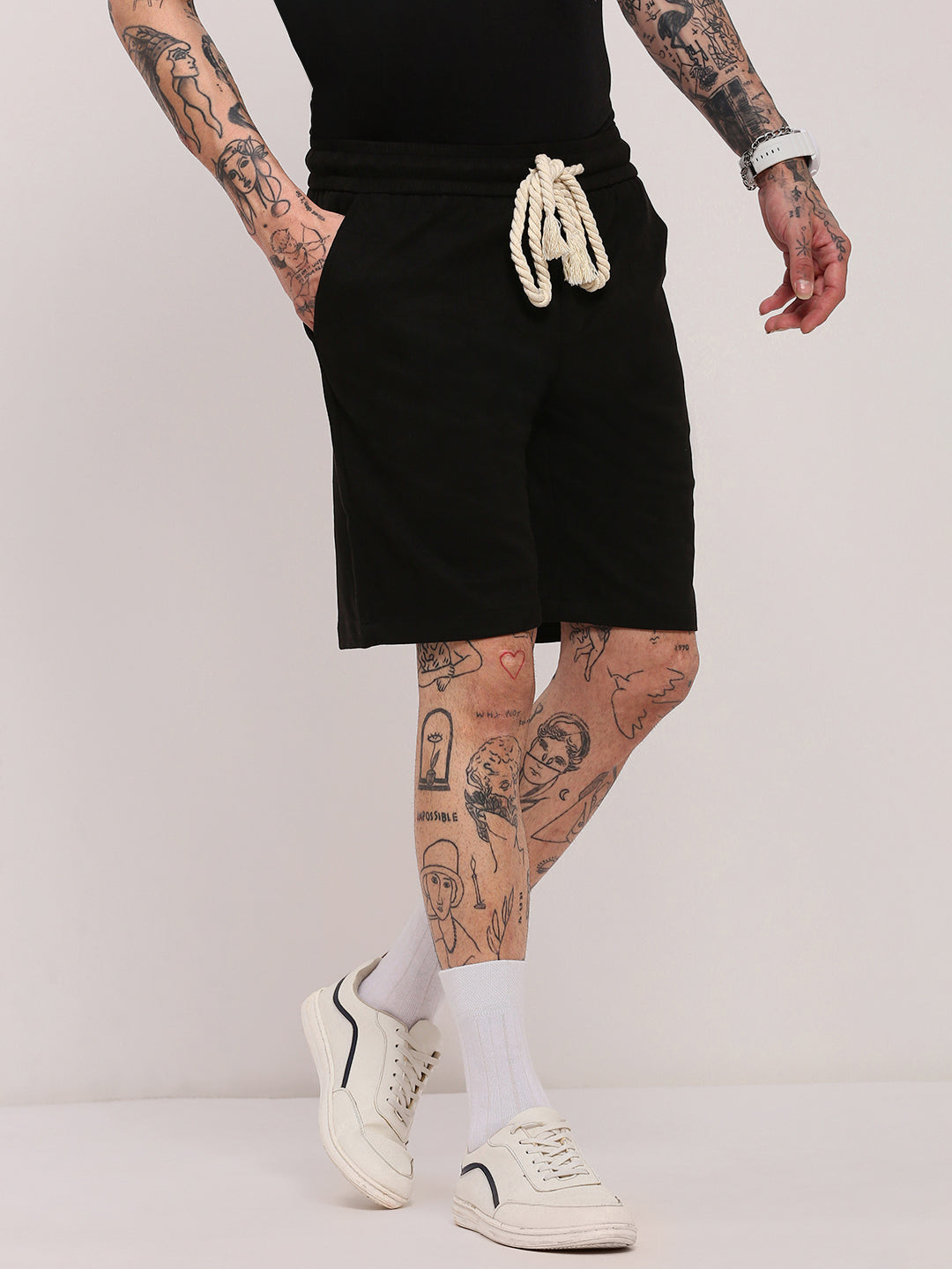 Men Black Solid Shorts