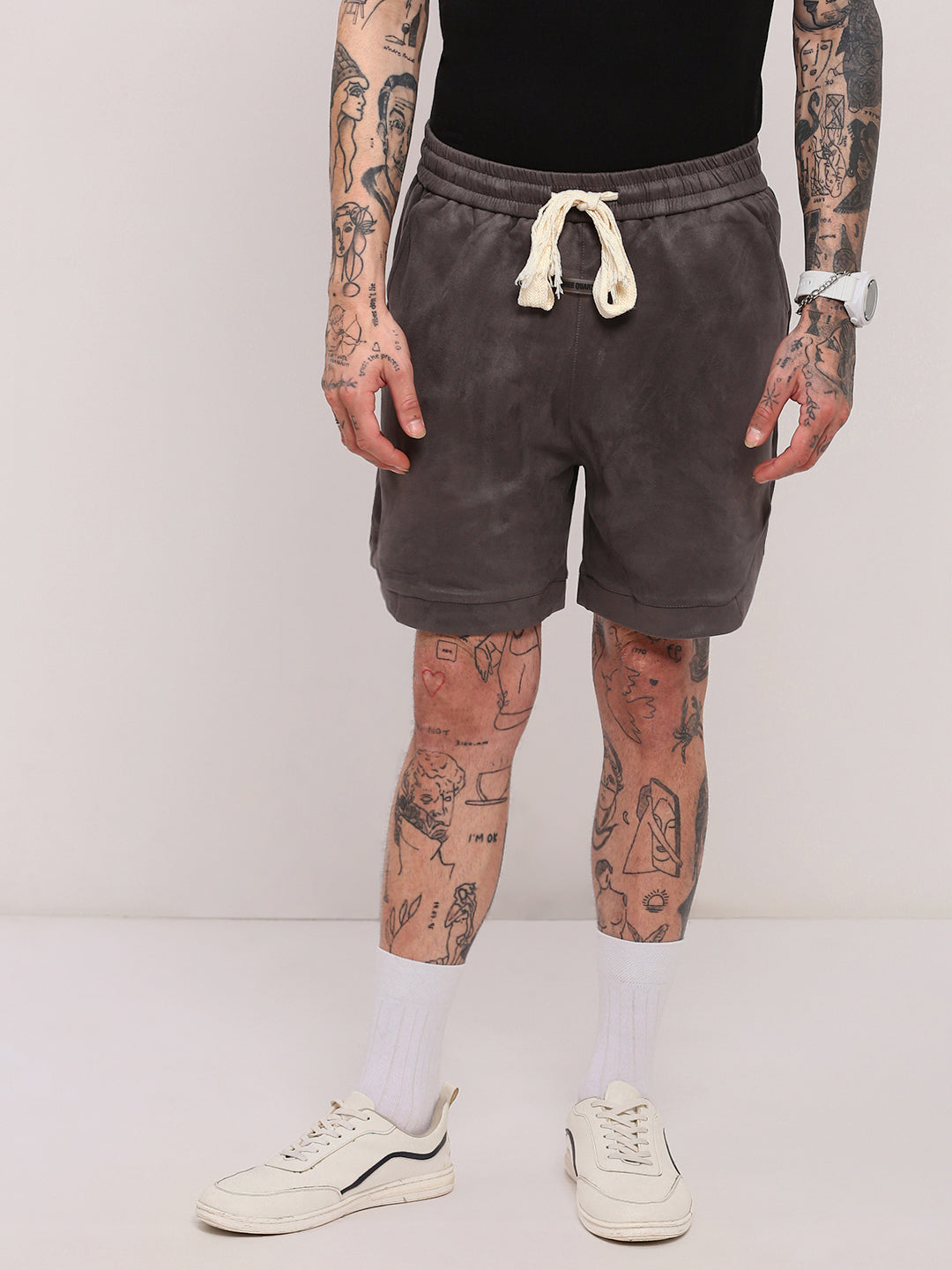 Men Grey Solid Shorts