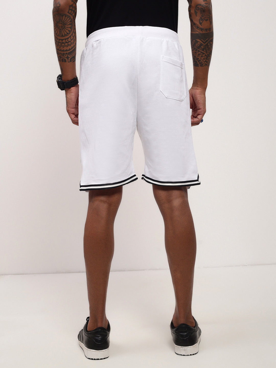 Men White Solid Shorts