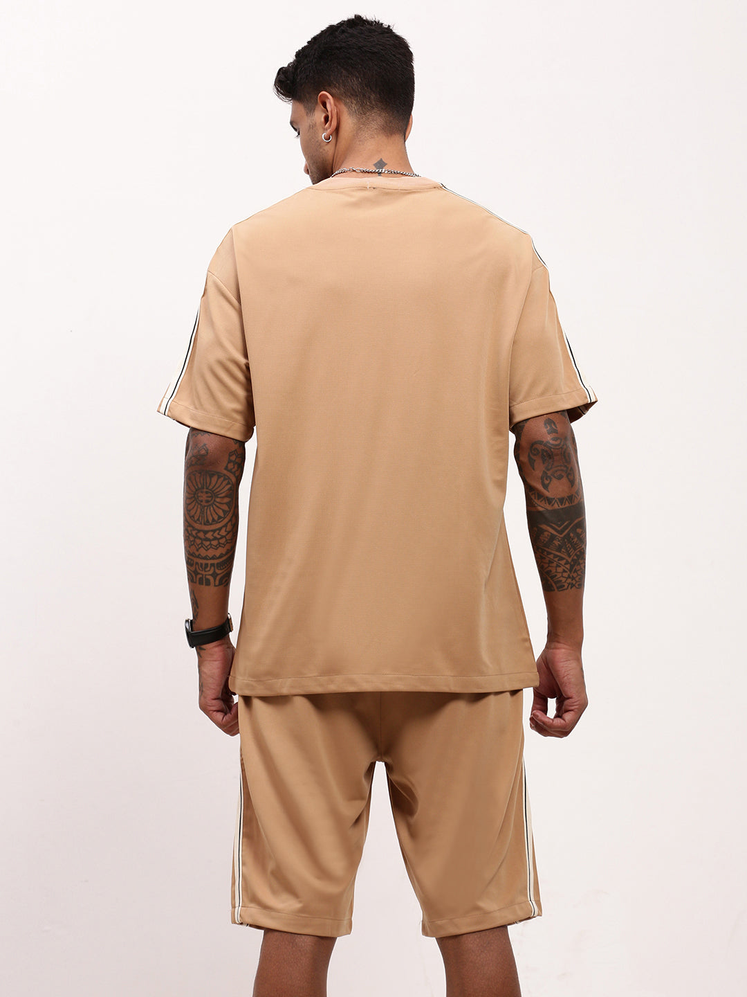 Men Brown Solid Co Ord Set