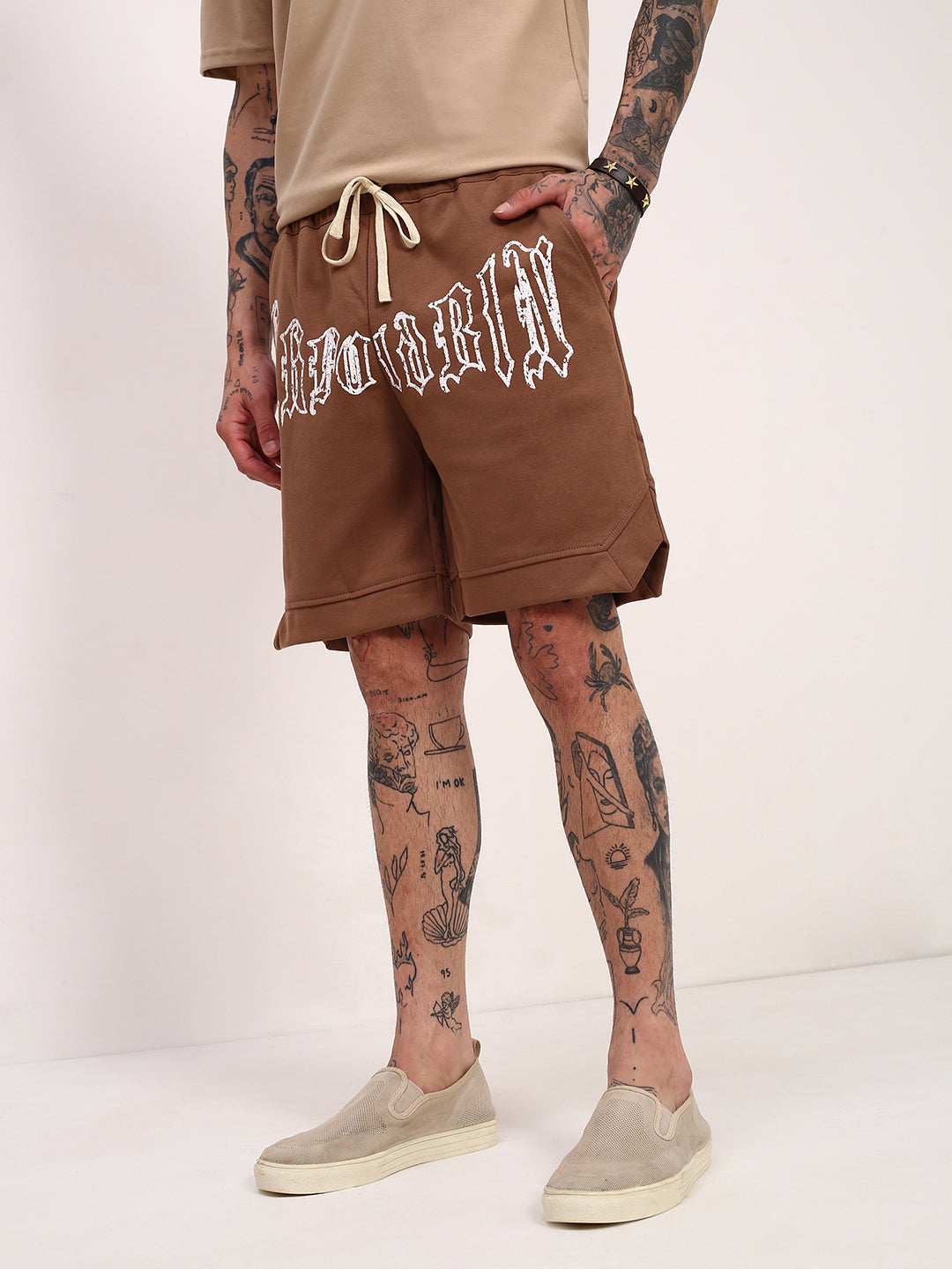 Men Brown Graphic Shorts