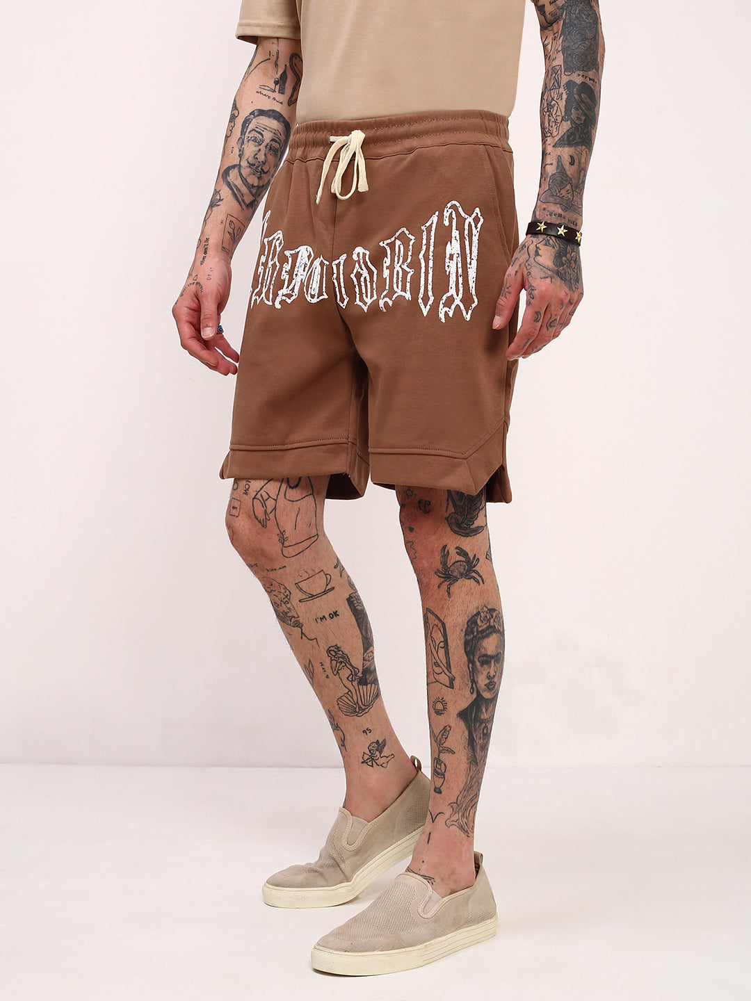 Men Brown Graphic Shorts