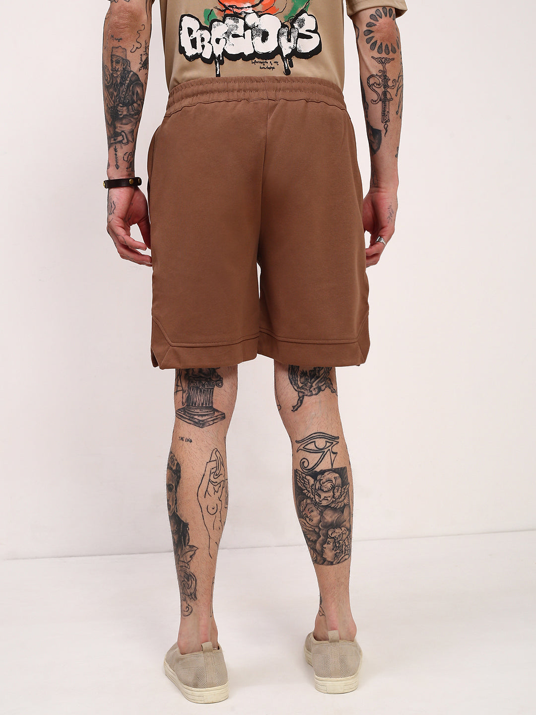 Men Brown Graphic Shorts