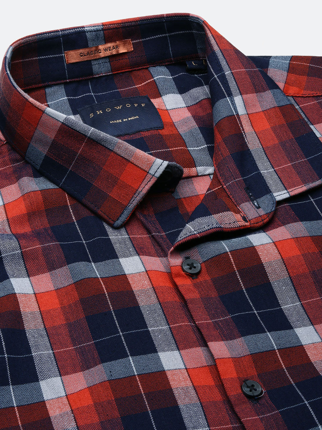 Men Brown Checked Slim Fit Shirt