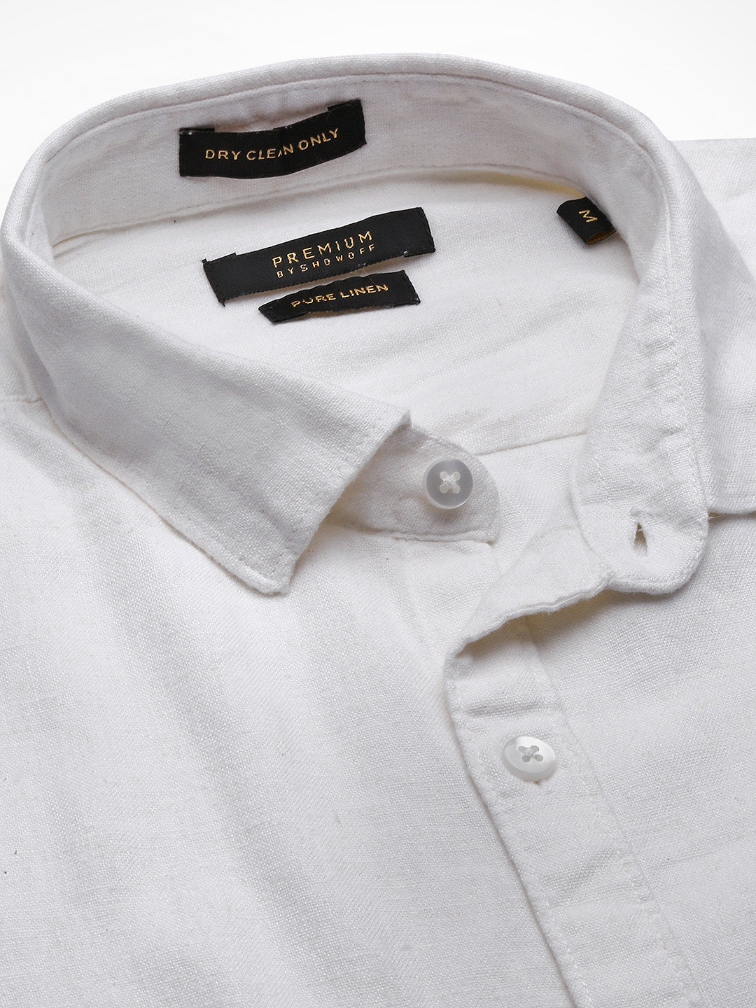 Men White Solid Slim Fit Shirt