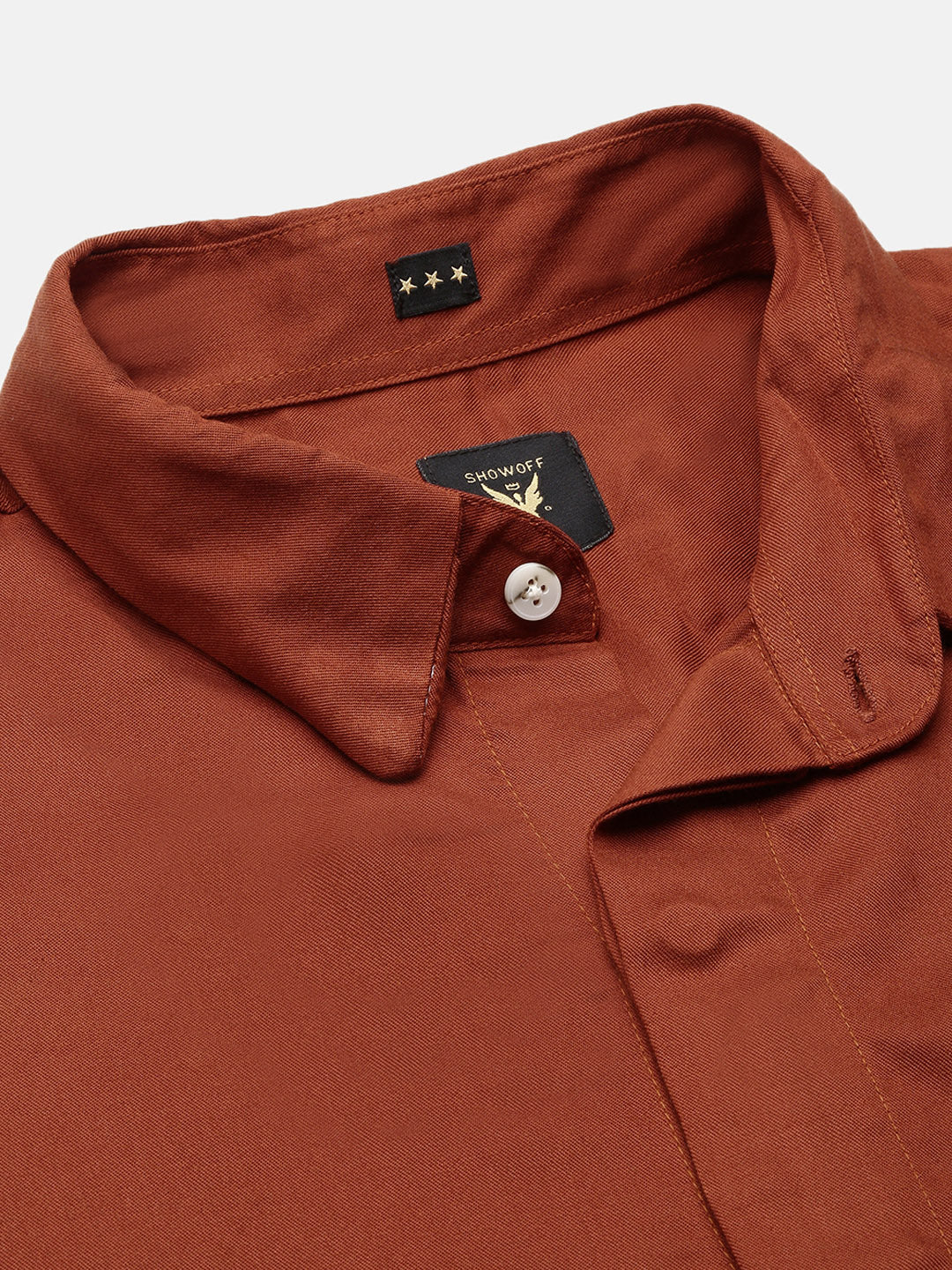 Men Brown Solid Slim Fit Shirt