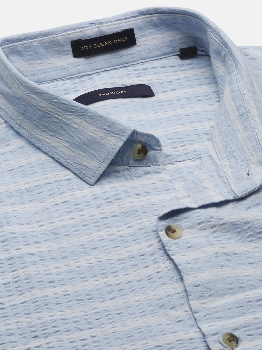 Men Blue Striped Slim Fit Shirt