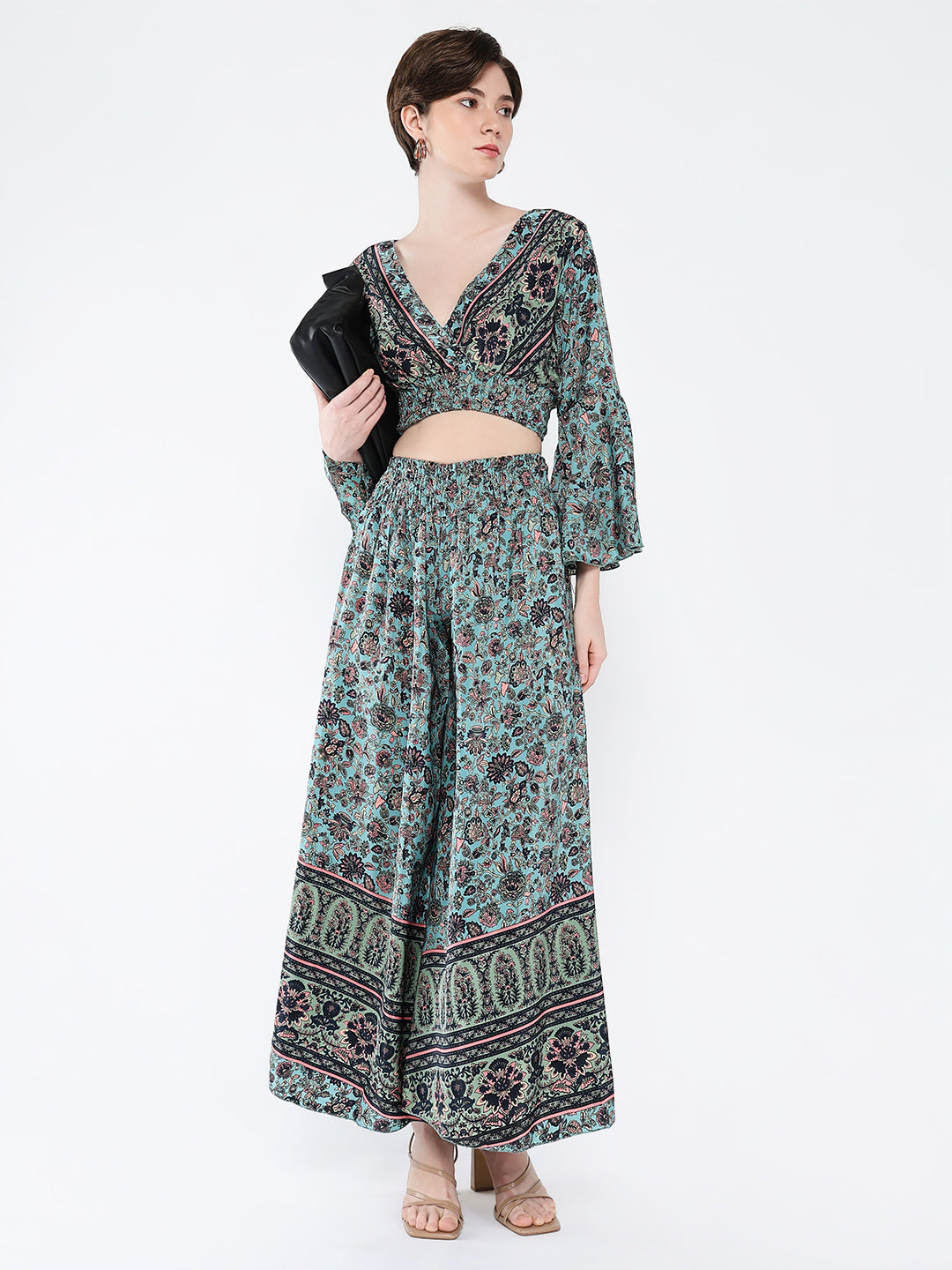 Women Green Printed Co Ords Set