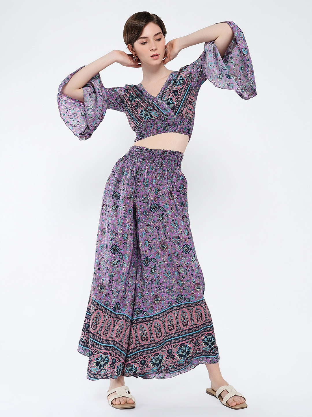 Women Purple Printed Co Ords Set