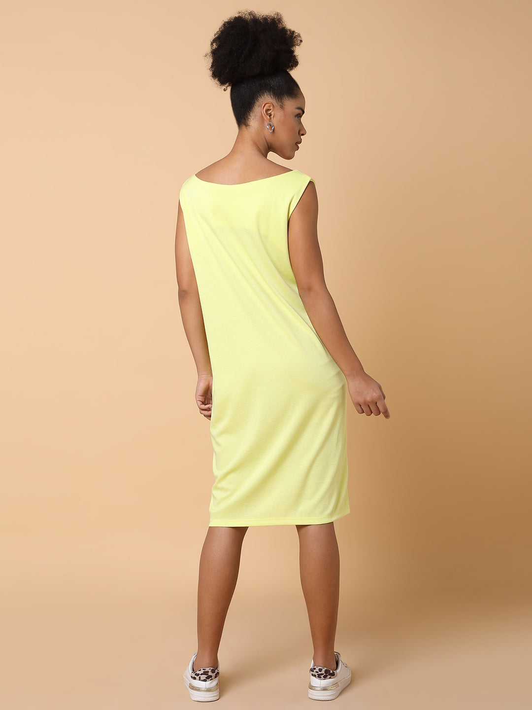 Women Solid T-shirt Yellow Dress