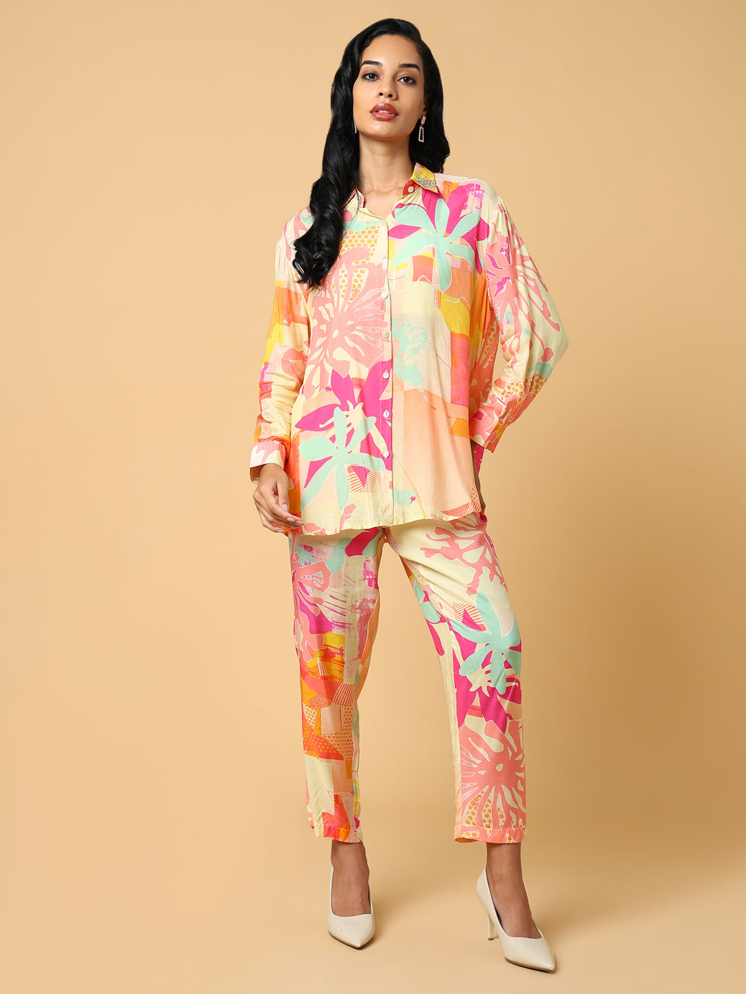 Women Printed Peach Co-Ords Set